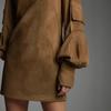 Autumn 2025 Suede High Neck Pocket Mini Dress