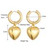 Stainless Steel Hoop Acrylic Heart Pendant Earrings For Women Statement Solid Circel Gold Silver Black Color Earrings Jewelry
