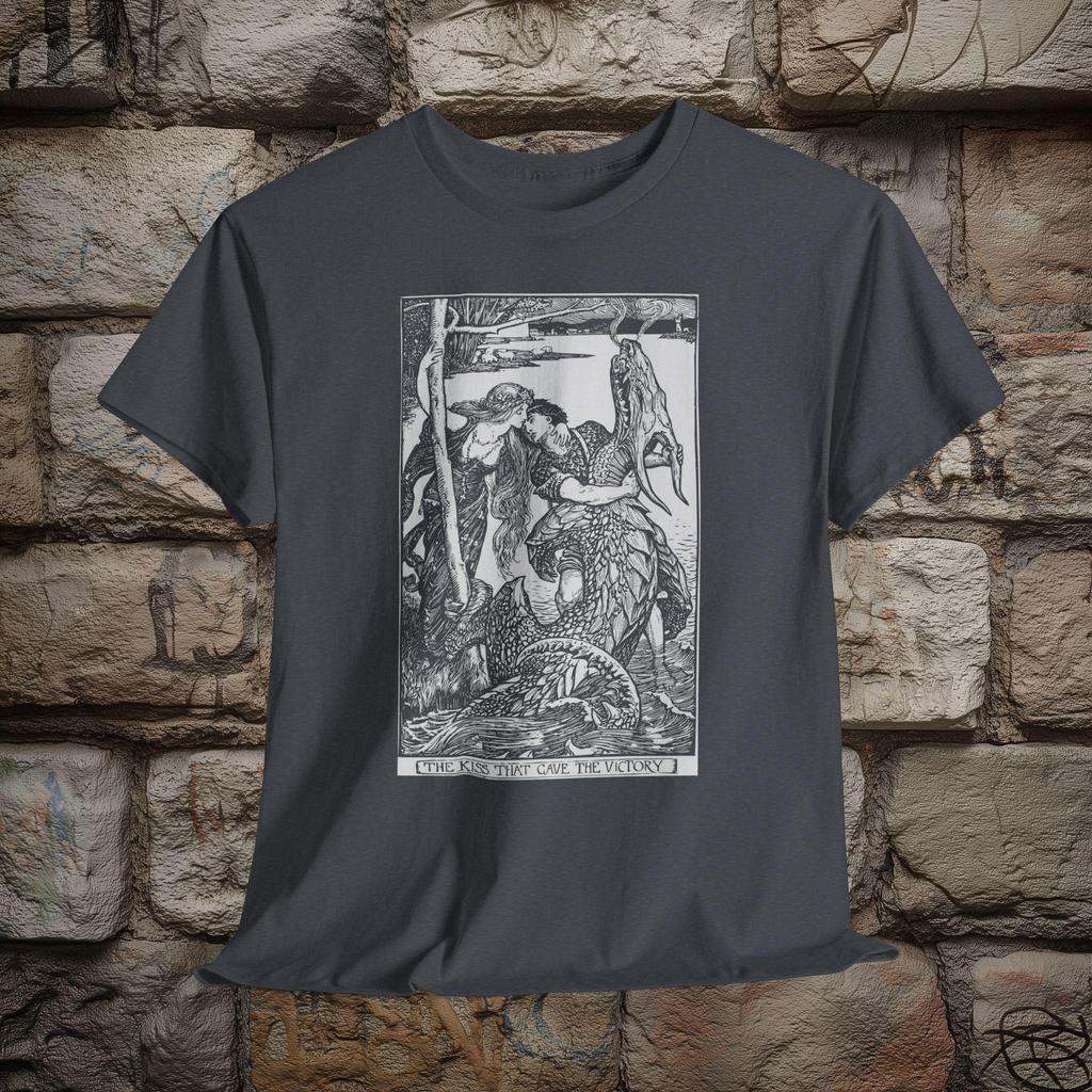 The Kiss That Gave The Victory H J Ford Illustration From The Crimson Fairy Book 1903 Unisex Tshirt Shortsleeved Unisexs Tshirt