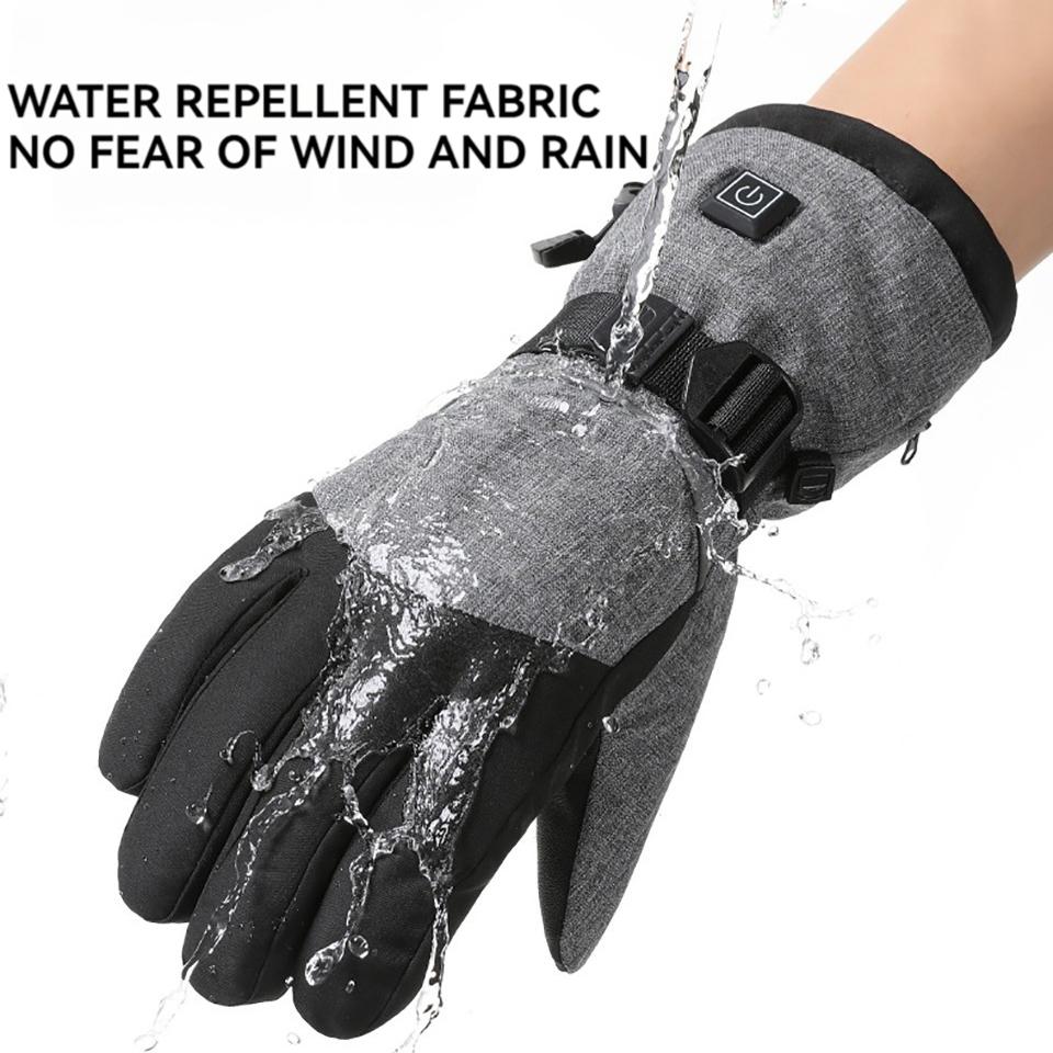 Gobygo 1Pair Heating Gloves Three Adjustable Settings Wind-Resistant Waterproof The Palm Is Anti-Slip Warm Ski Heating Gloves