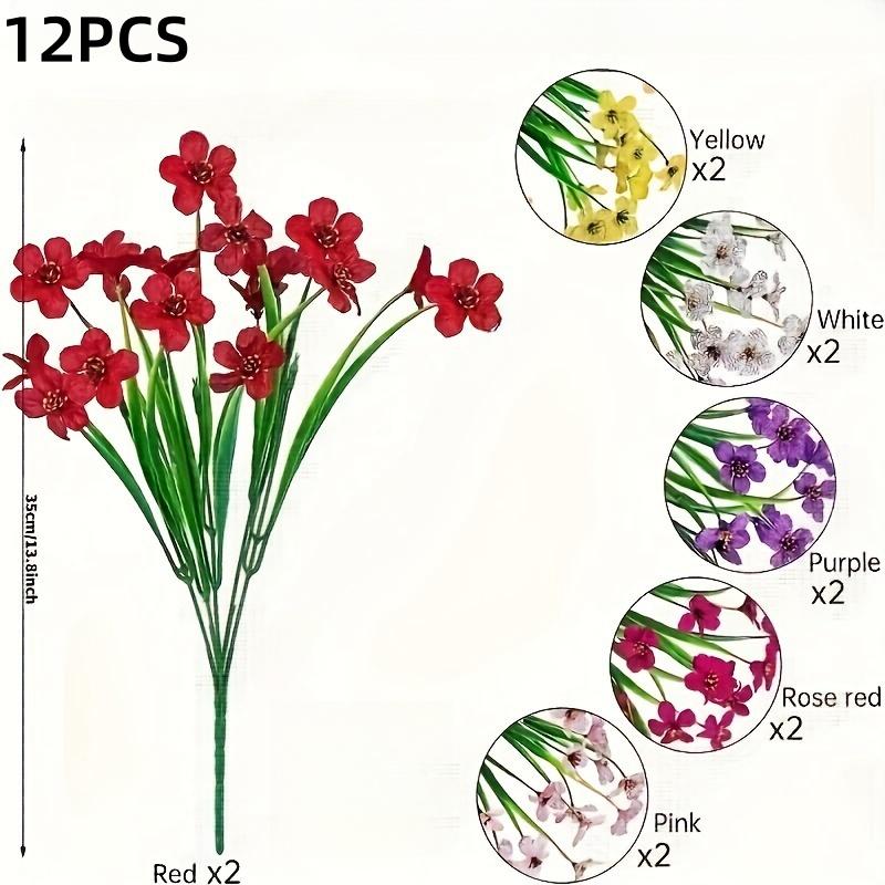 

12pcs Outdoor Artificial Flowers Mixed color, UV Resistant Fake Flowers, Garden Home Wedding Farmhouse Festive Shrub Decor