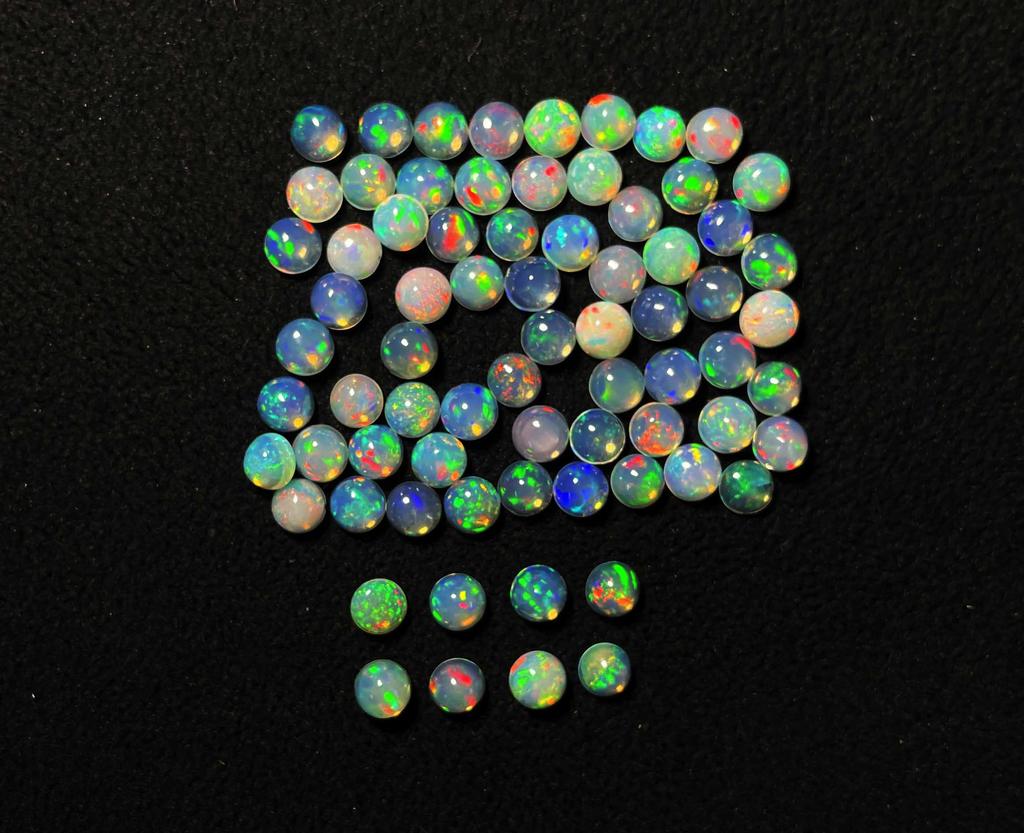 Natural Excellent Quality Ethiopian Opal Round Cabochon Loose Gemstone Lot 100 Pcs 4 MM Opal Cabochon Gemstone For Jewelry Making