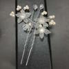 Bride Wedding Hair Pins Flower Bridal Hair Clip Crystal Pearl Flower Hair Barrettes Wedding Proms Hair Jewelry