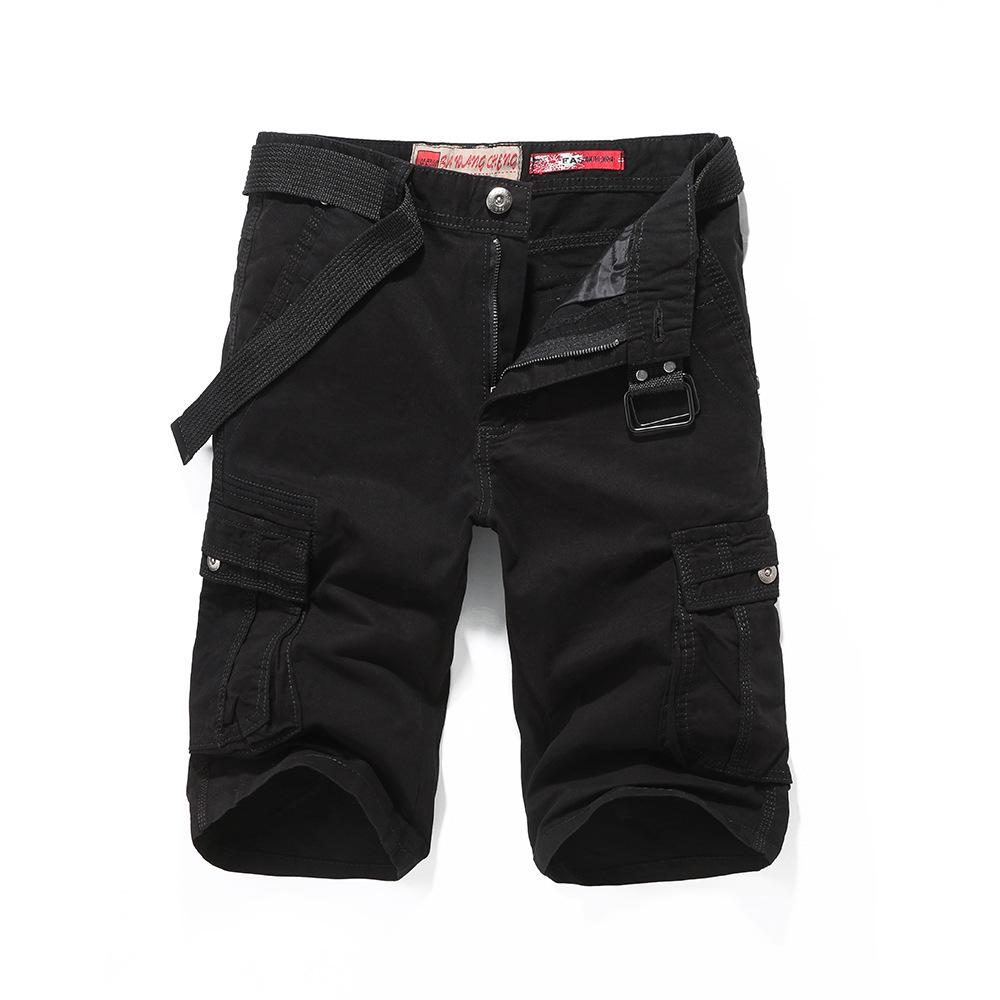 Men's Summer Cotton Workwear Cargo Shorts - Washed, Casual, Multi-Pocket, Straight Leg Bermuda.