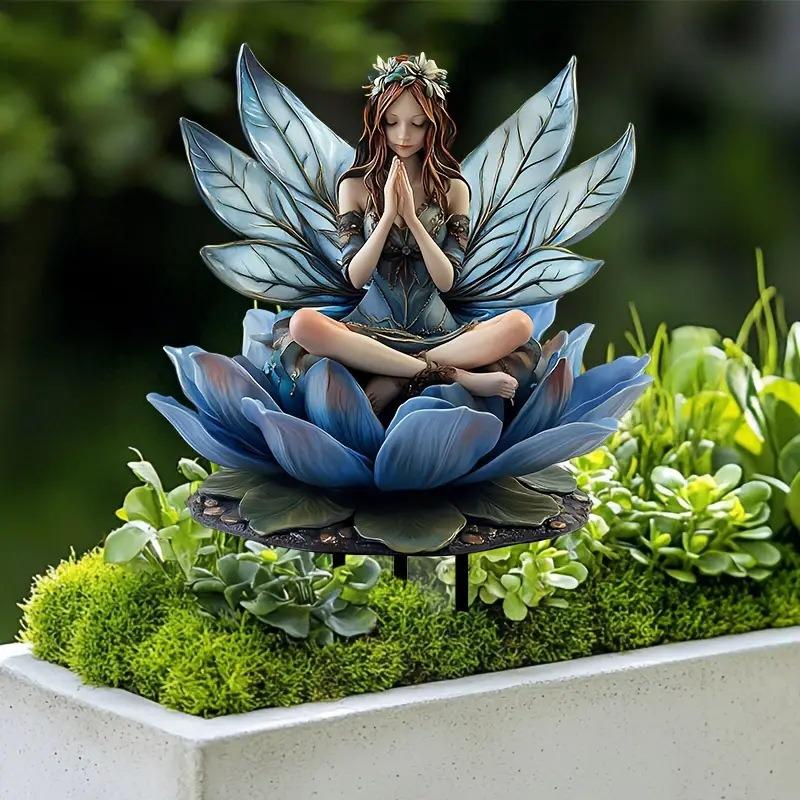 Acrylic Green Nature Muse Meditation Statue Outdoor Lawn Decorative Insert Garden Decorative Props