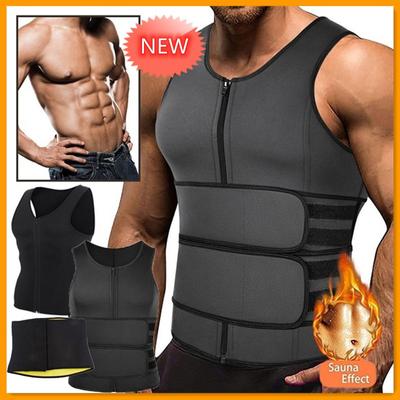 Sauna masculina colete cintura trainer fitness suor camisa emagrecimento corpo shaper treino tanques cintura ajustável
