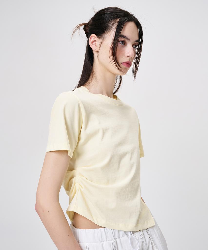 ETMON Slit Pintuck T-Shirt, Light Yellow