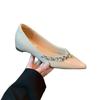 Sheepskin New French Evening Wind Rhinestone Pointed Flat Shoes Women's Shallow Mouth Inner Height Increase Single Shoes Commuter Soft Sole Wo