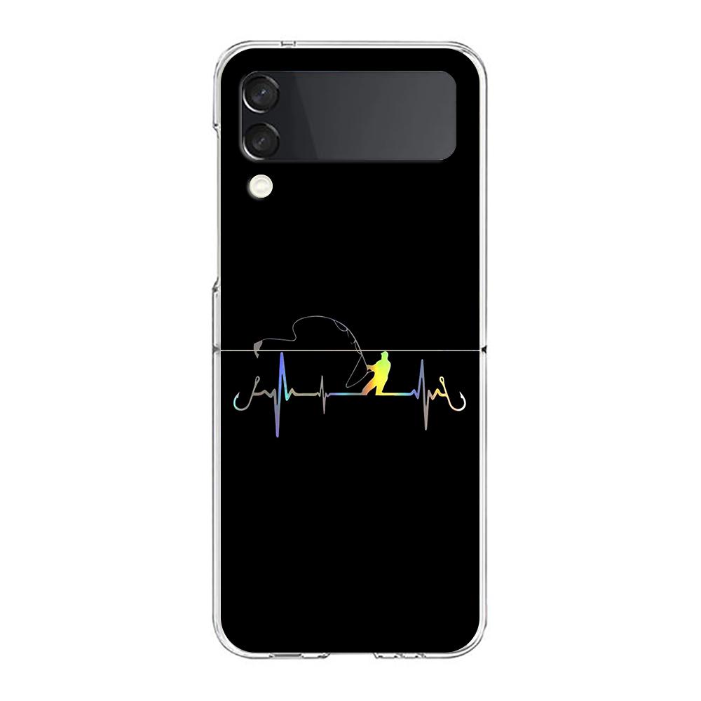 Carp Fishing Fish Phone Case For Samsung Galaxy Z Flip 3 4 5 Hard Folding Clear PC Bumper For Samsung Z Flip 6 Back Cover
