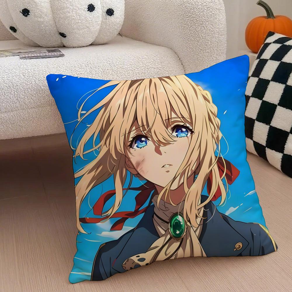 Comely Beautiful VViolet Evergarden Cushion Cover Throw Pillow Cover Hidden Button Durable Polyester Chair Cushion