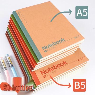 20pcs Kraft Soft Cover Notebooks, A5/B5, Thickened Korean Simple Diary Style