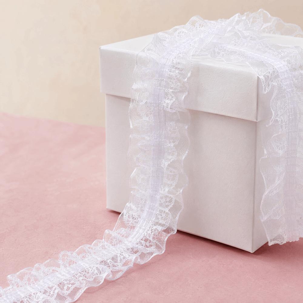 Double Layers Embroidery Lace Fabric Elastic Sewing Lace Trim Pleated Lace Trim For DIY Crafts