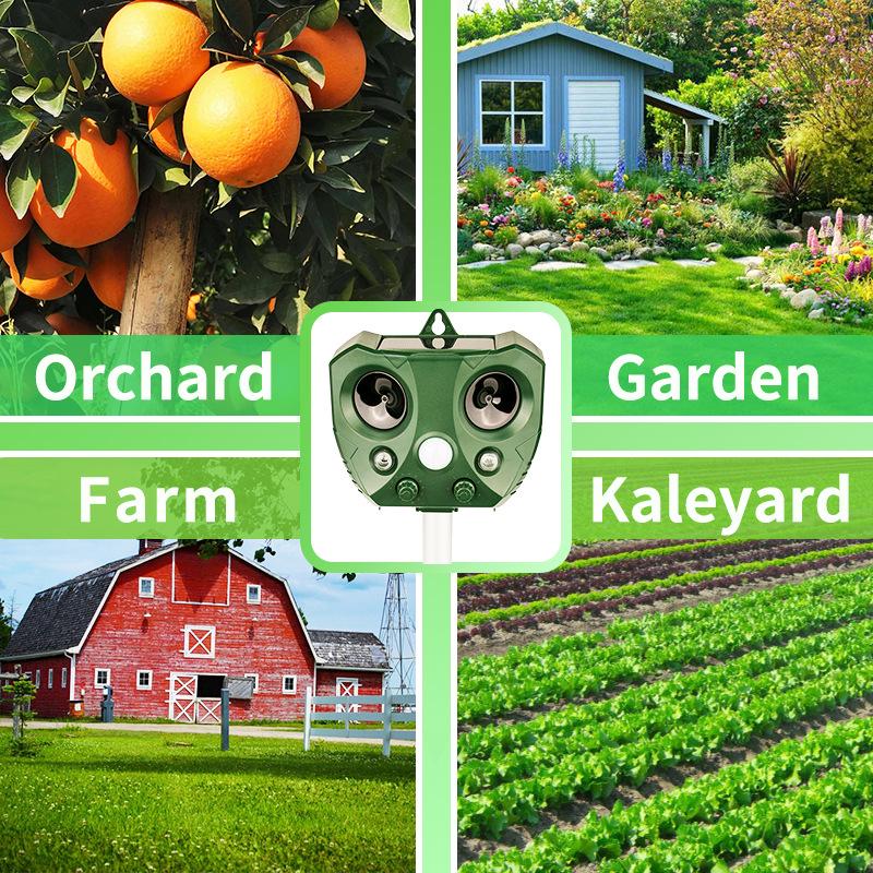 Repelent ultrasonic pentru animale cu energie solară: Rezistent la apă IP66 cu senzor infraroșu pentru șoareci și păsări