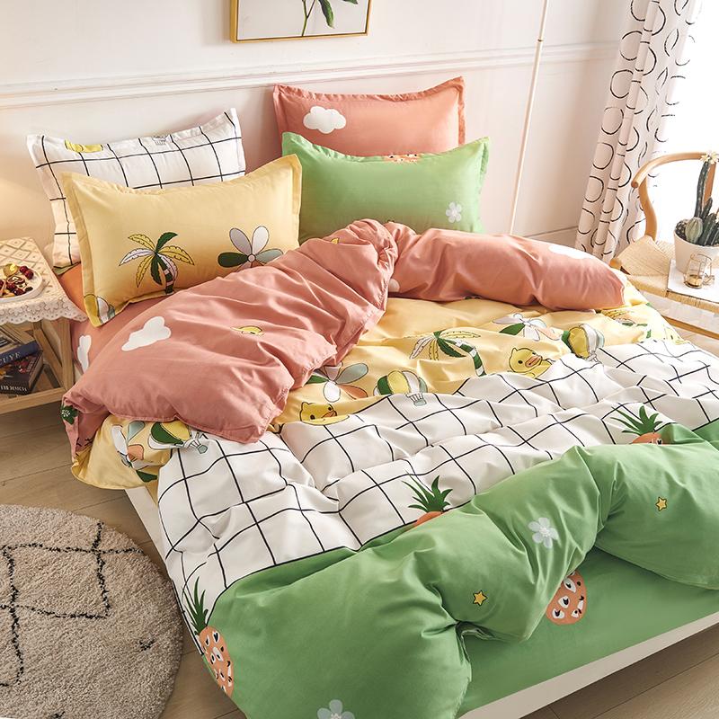 Single duvet cover Printed red quilt cover Thickened plant-cashmere cartoon multicolored bed cover 220x240 double bedding