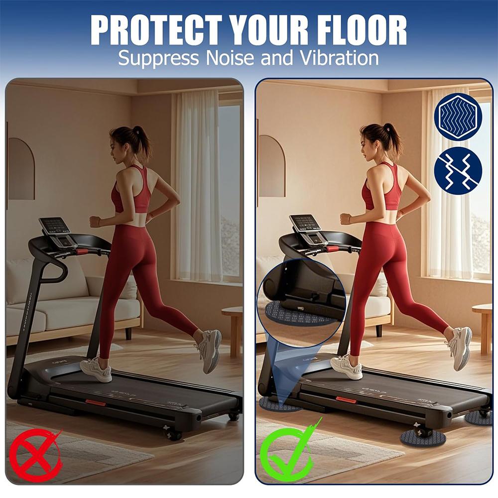 6pcs Non-Slip Walking Pad Mat for Under Treadmill & Exercise Bike Machines