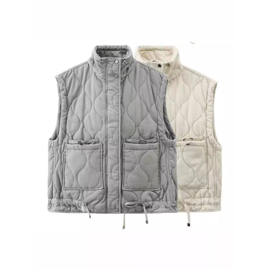 Autumn and Winter Casual Loose Diamond Lattice Large Size Women's  Collar Sleeveless Cotton Undershirt Undershirts Plus Size