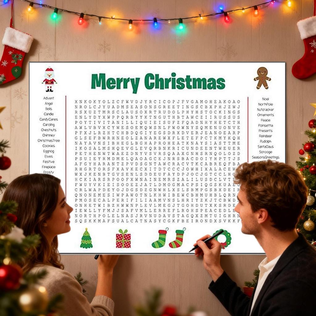 91.5x61 cmGiant Word Search Poster Fun Interactive Activity Giant Christmas Activity Poster For Adults Seniors Bathroom Kids