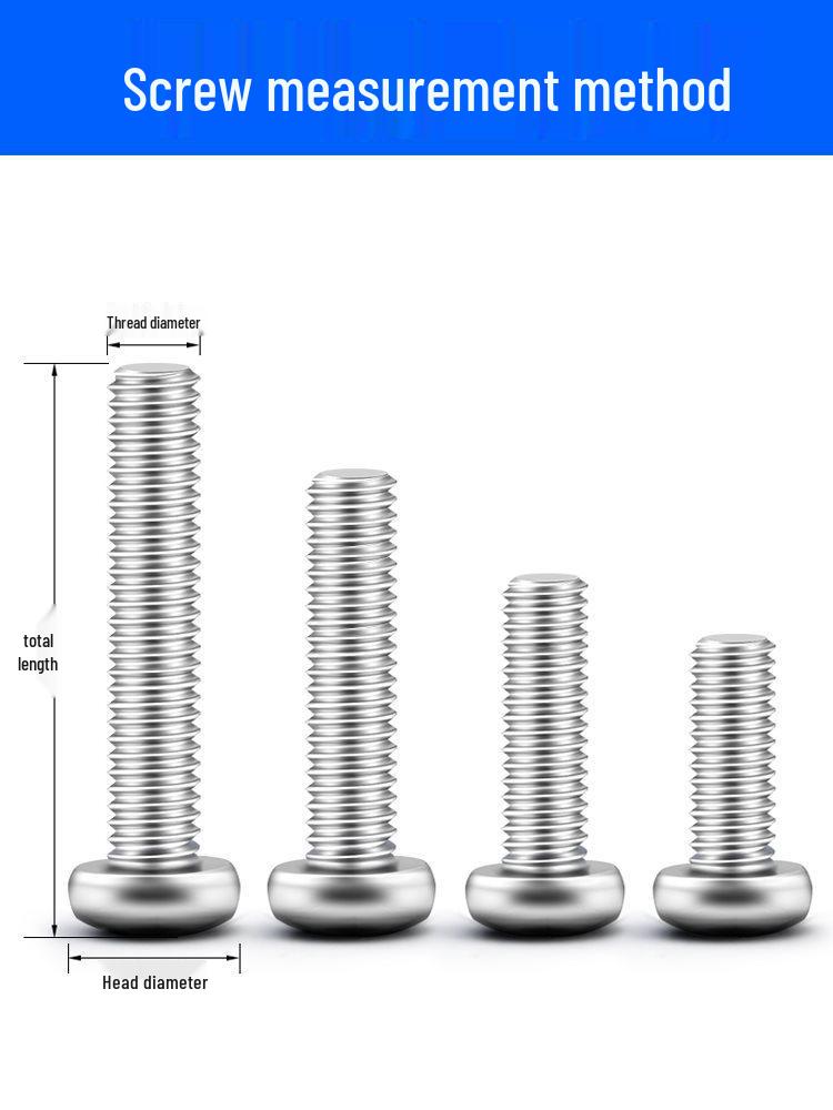Round Head Phillips Screw Set: M2-M6 Self-Tapping with Nuts, Caps, and Washers