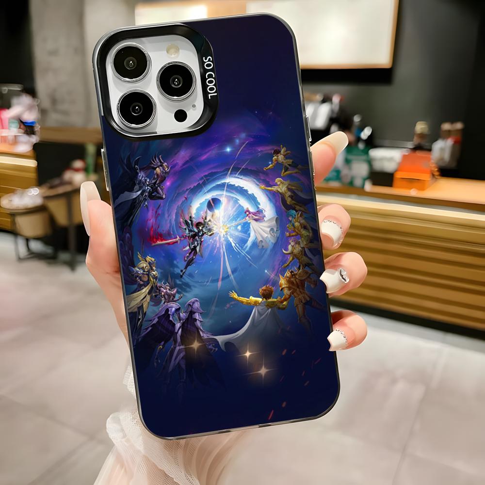 S-Saint Seiya Knights Zodiac Phone Case For iPhone 16,15,14,13,12,11,Pro,Max,Plus,Mini,XS,SE Anti Fall Black Matte Hard Bumper
