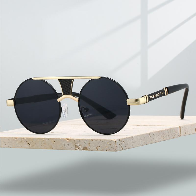 Vintage Round Sunglasses Men Retro Fashion Double Bridge Casual Shades Women Trendy Luxury Brand Design Decor Sun Glasses