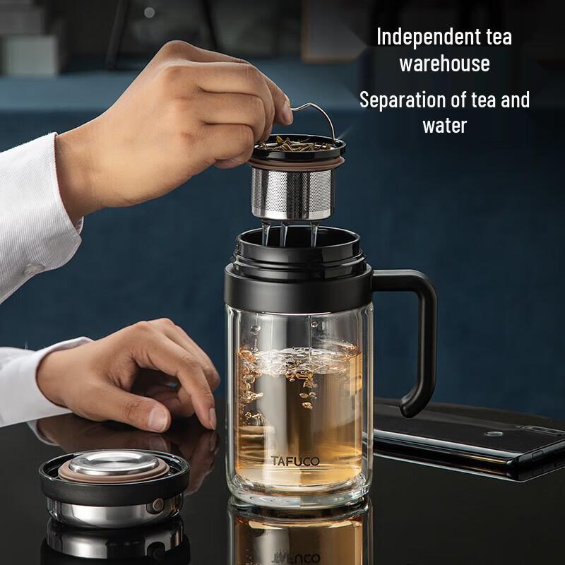 TAFUCO Double-Wall Glass Tea Infuser Mug
