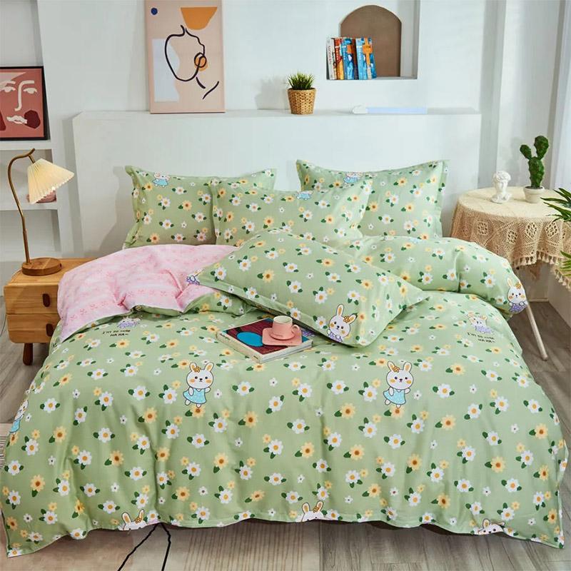 Cămin 1,2m Pătură de pat Husă de plapumă Cearșaf Set din trei piese Imprimeu Cuvertură Față de pernă Set de lenjerie de pat Bumbac Confort Lenjerie de pat Set din patru piese