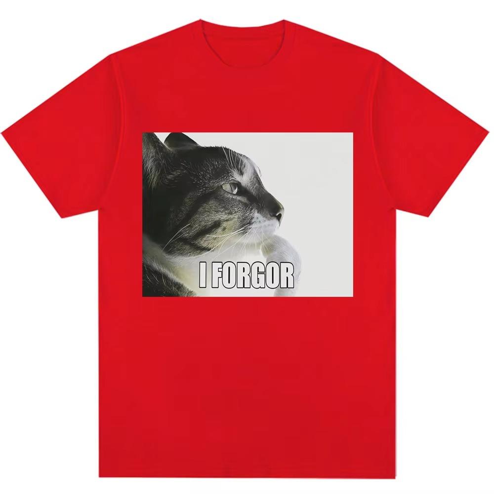 Funny I Forgor Funny Cat Meme T Shirt Women's Men Gif Tee Streetwear Casual Unisex Short Sleeve Tops Oversized