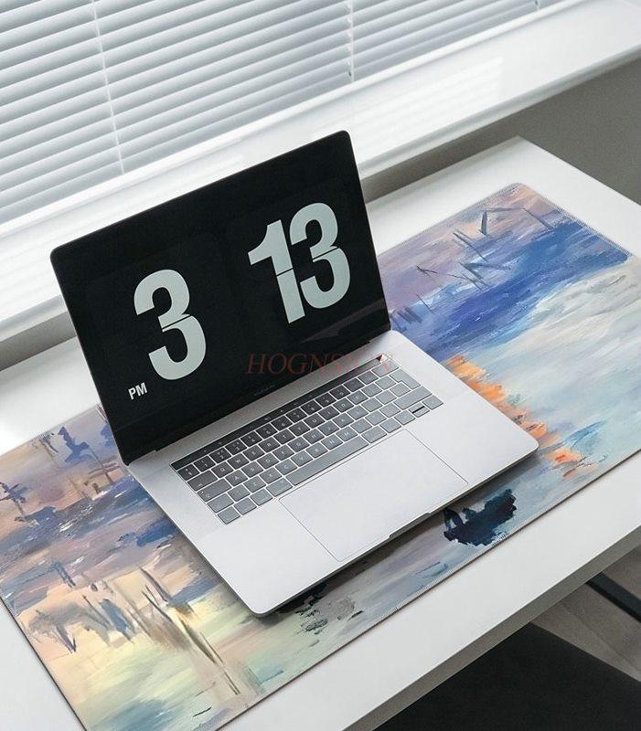 1pcs Oil painting mouse pad for girls with high appearance, office computer keyboard pad with high-end feel, green desk pad