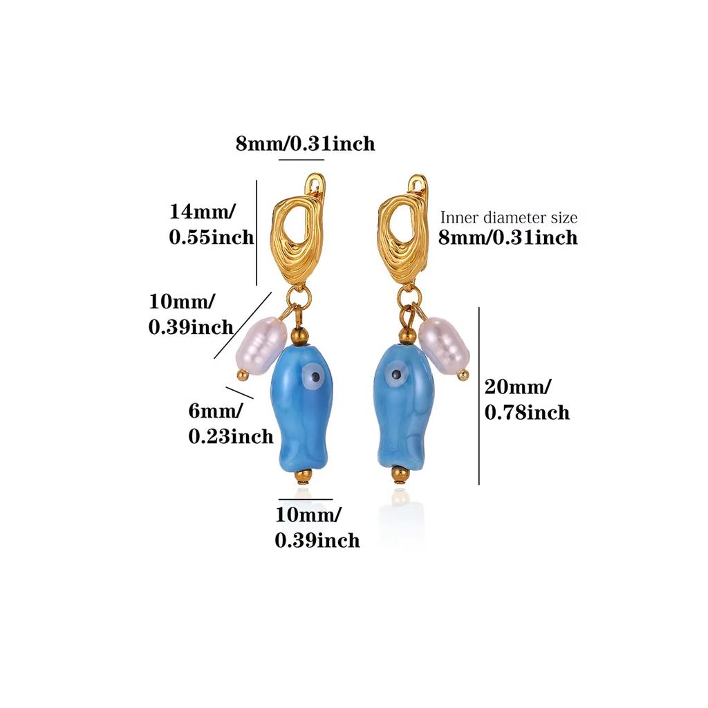 Waterproof Stainless Steel Koi Fish Scale Drop Huggie Hoop Earrings For Women Lucky Gold Color Animal Dangle Ear Elegant Jewelry
