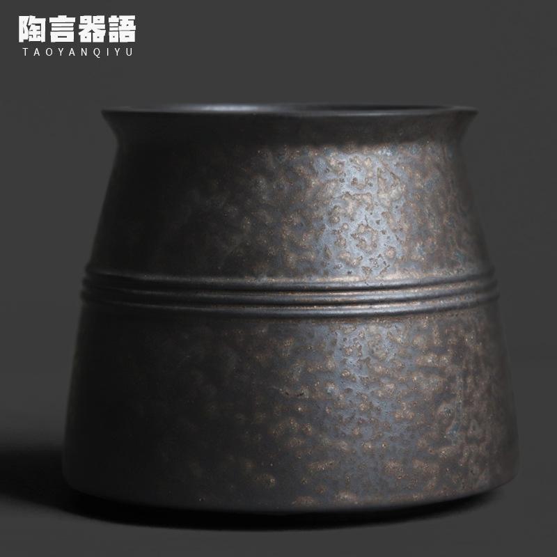 

550ml Kiln Fambe Black Gold Ring Pattern Jianshui Washing Cup Bowl Tea Garbage Can Household Chaxi Equipment Collection Crafts