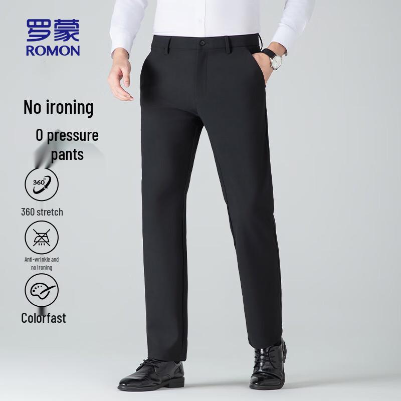 

ROMON Men s Straight-Leg Business Casual Pants 40