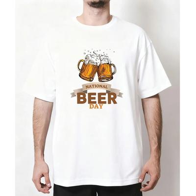 National Beer Day Graphic T-Shirt for Men Casual Beer Lover Top  Celebrate Shirt  Adult Streetwear Breathable Tops