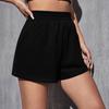 Fashionable Women's Elastic Waist Loose Wide Leg Solid Color Casual Sports Shorts