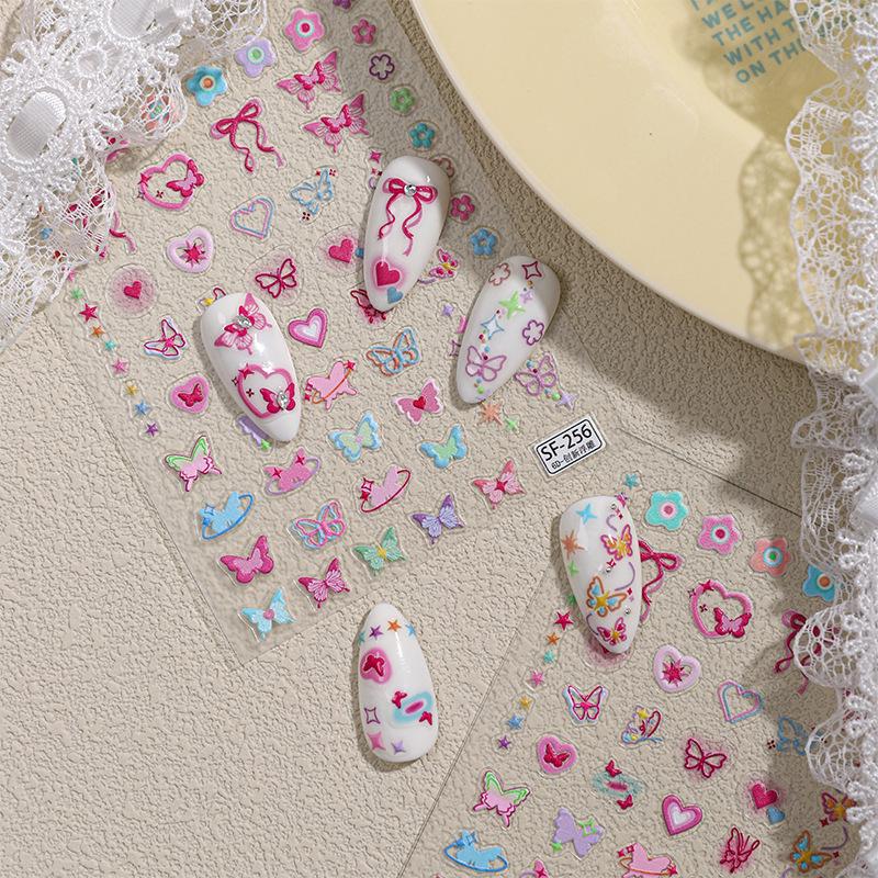 Sky 5D Embossed Butterfly & Rose Nail Art Stickers