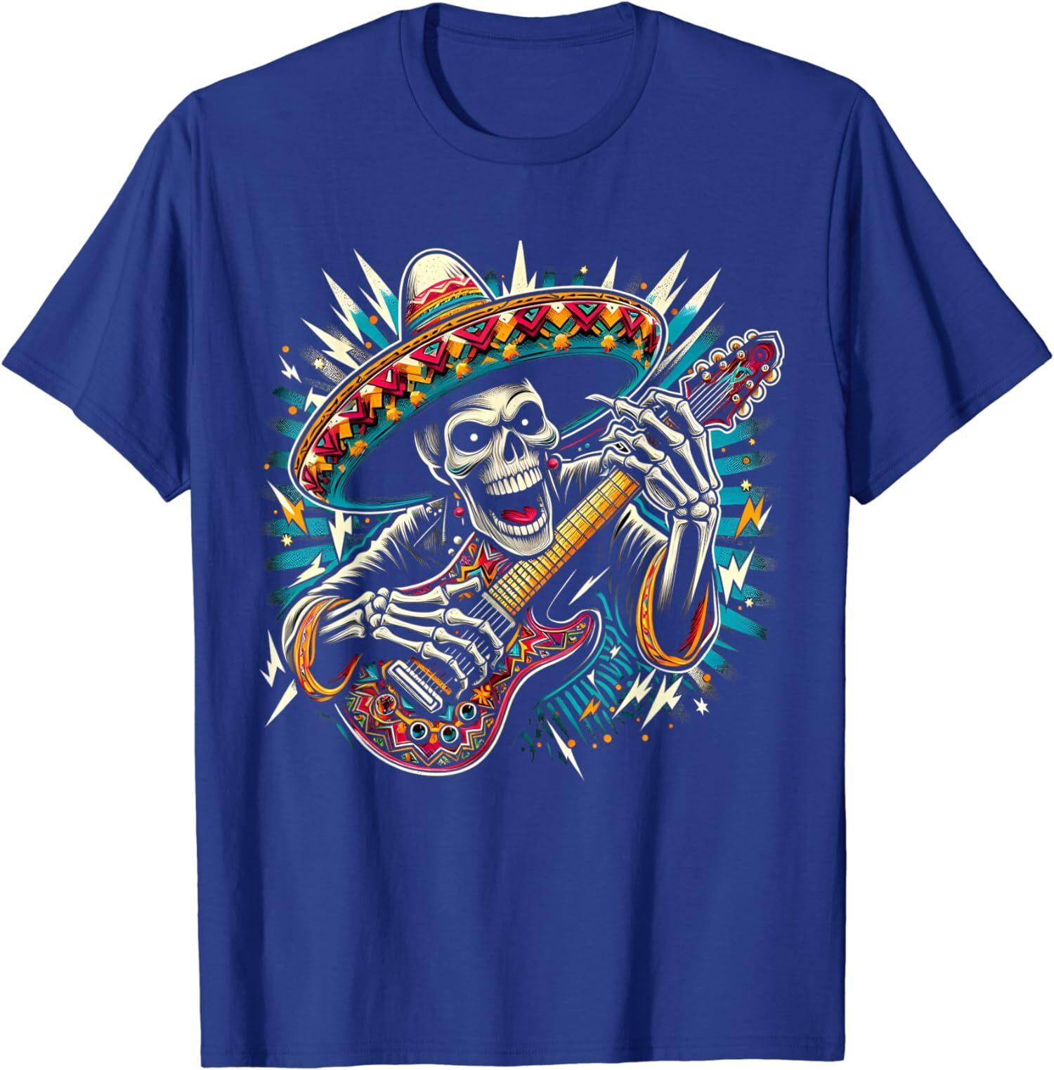 Cinco De Mayo Skull Sombrero Fiesta Mexican Skull T-Shirt S