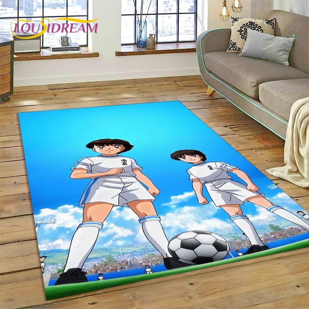 3D Cartoon Captain Tsubasa Fußballteppich für Schlafzimmer Wohnzimmer Heimsofa Dekoration, Kinderspiel Große Dekor Bodenmatte