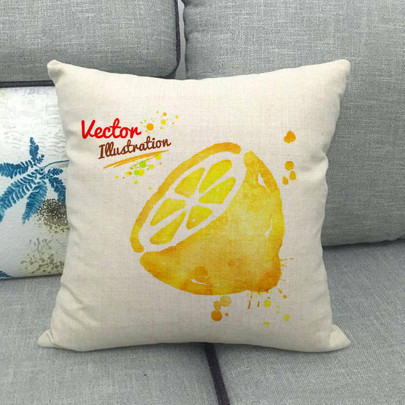 Simple And Colorful Painted Fruits Digital Printing Short Plush Pillow Covers For Car Sofa Office Cushion Cover Home Goods