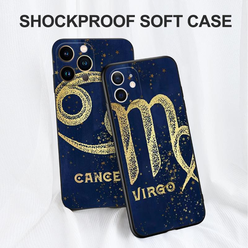 Schwarze TPU-Hülle für iPhone 5 5s se 2020 6 6s 7 8 plus x 10 XR XS 11 12 13 mini pro MAX Rückseite Sternbild