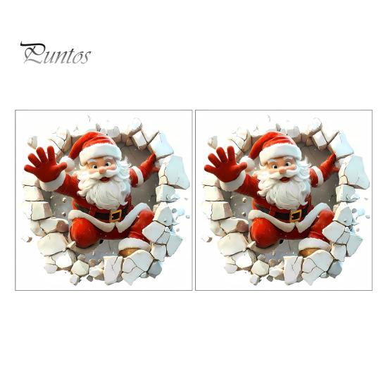 Self Adhesive Christmas Stickers for Door 3D Santa Wall Sticker, Decal, Realistic Breaking Through The Decals Home Decor Effect, Self-Adhesive Festive