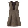 Europäischer Stil Herbst/Winter Ärmelloses Mini-Kleid mit tiefem V-Ausschnitt