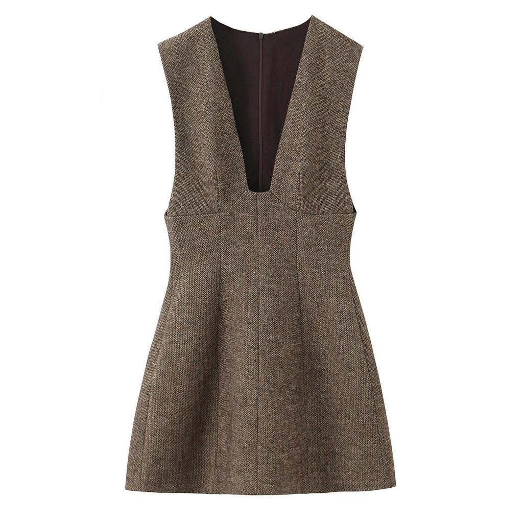 Z Cross-border European Style 2025 Women's Deep V-neck Slim Fit Dress