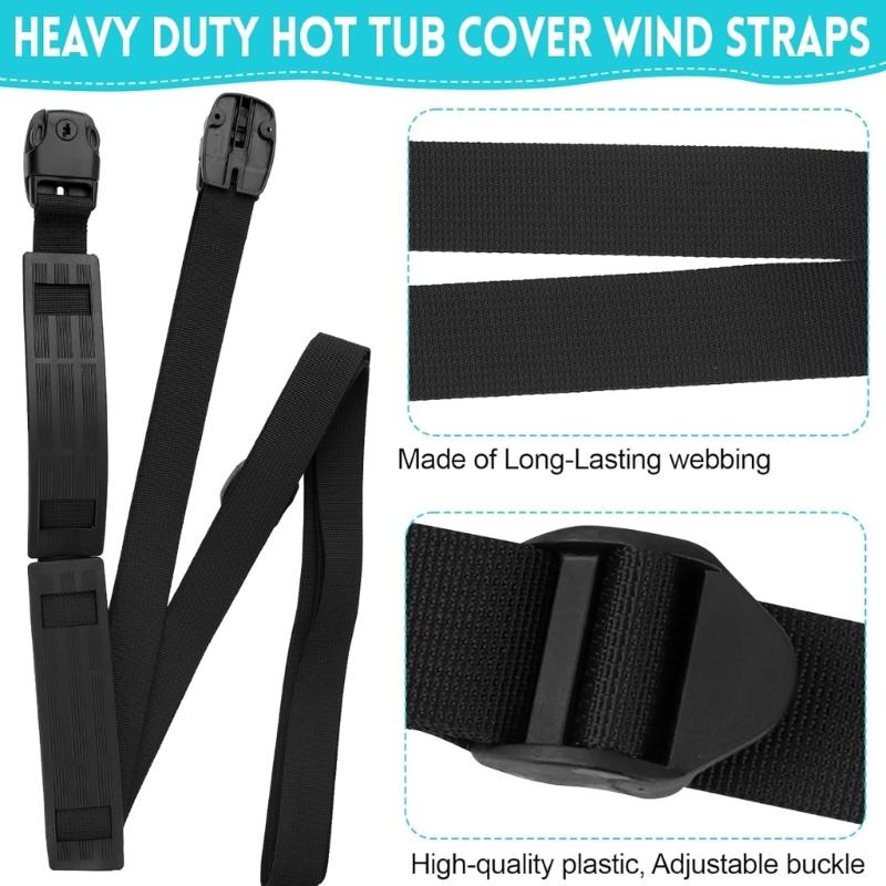 2Pcs Hot Tubs Spa Cover Secure Windproof Strap Adjustable Length Hot Tubs Cover Security Straps Retention Belts Enduring