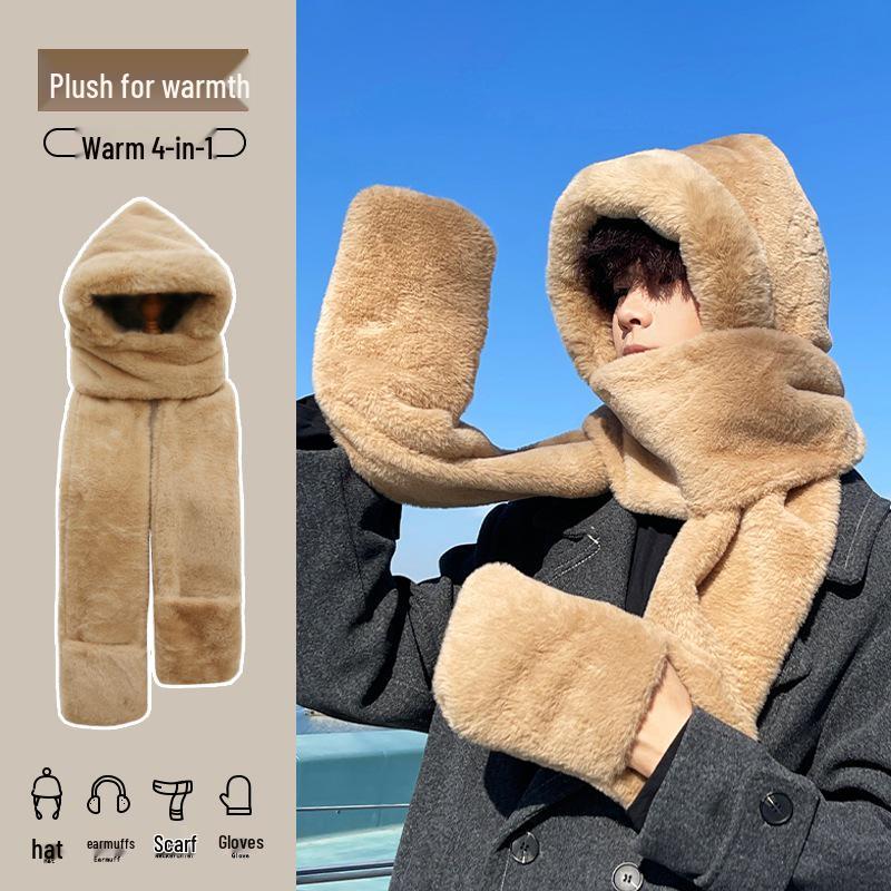 Men's Winter Set: Hat, Scarf, Ear Muffs with Plush Lining