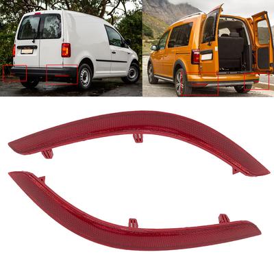 Right Left Rear Bumper Reflector Red Lens Reflective Strip for VW Caddy MKIV 4 2016 2017 2018     No Bulb