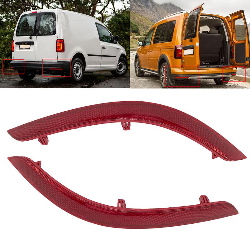 Right Left Rear Bumper Reflector Red Lens Reflective Strip for VW Caddy MKIV 4 2016 2017 2018 No Bulb