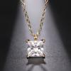 Ladies' Simple Square Pendant Necklace, Square Synthetic Zircon Inlay, Elegant Jewelry for Daily Wear Collarbone Chain, Birthday Gift