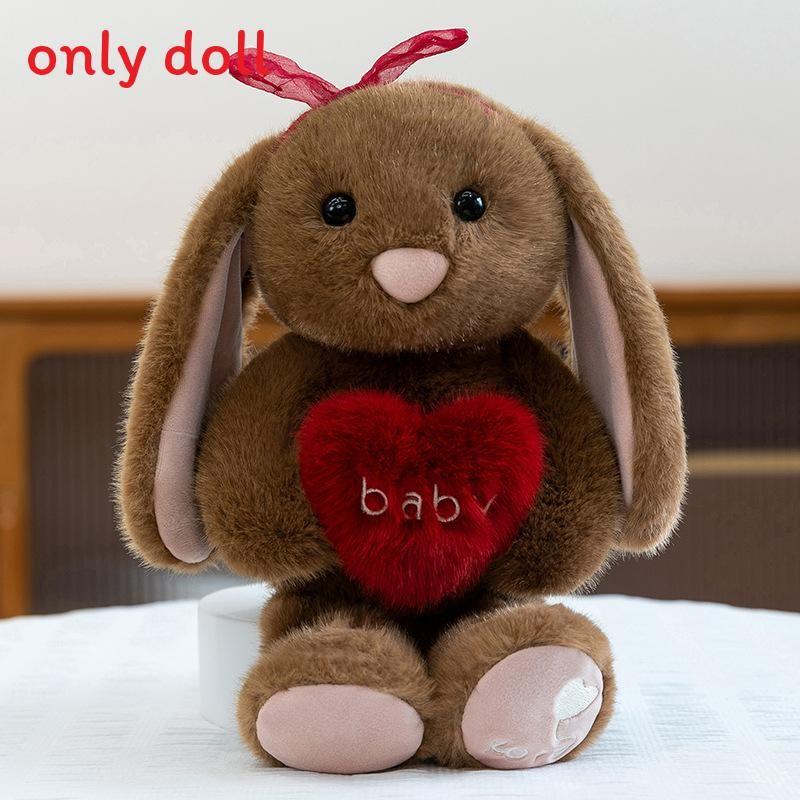 

Cute Heart Hugging Cartoon Rabbit Plush Doll Children Toy For Kids Gift And Cuddle Use Brown Red,30cm