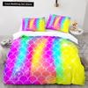Mermaid Tail Duvet Cover King Queen Size Kids Fish Scales Bedding Set Girly Ocean Animal Princess 2/3pcs Polyester Quilt Cover