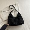 Women Solid Color Ruched Single Shoulder Retro Fashion Small Underarm Tote Bag