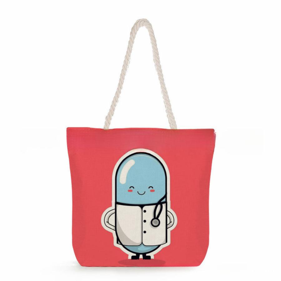 

Medical and healthcare series print thick rope single-shoulder beach bag 7351 CLE